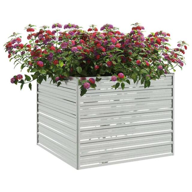 Berkfield Home Garden Raised Bed 100x100x77 cm Galvanized Steel Silver - Size: 100 x 100 x 77 cm - image 1