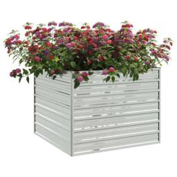 Berkfield Home Garden Raised Bed 100x100x77 cm Galvanized Steel Silver - Size: 100 x 100 x 77 cm - thumbnail 1
