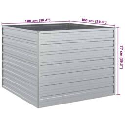 Berkfield Home Garden Raised Bed 100x100x77 cm Galvanized Steel Silver - Size: 100 x 100 x 77 cm - thumbnail 6