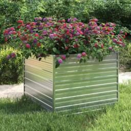 Berkfield Home Garden Raised Bed 100x100x77 cm Galvanized Steel Silver - Size: 100 x 100 x 77 cm - thumbnail 2