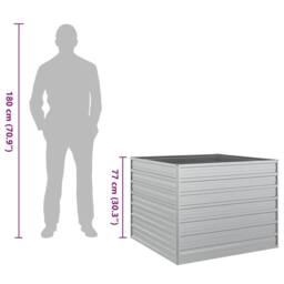 Berkfield Home Garden Raised Bed 100x100x77 cm Galvanized Steel Silver - Size: 100 x 100 x 77 cm - thumbnail 7