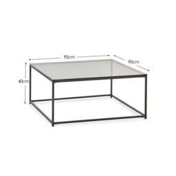 Cheshire Stirling Square Coffee Table in Smoked Glass & Black - thumbnail 3