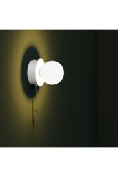 CGC Lighting 'Macie' White & White Opal Globe LED Rechargeable Magnetic USB Reading Bedside Wall Light Pull Cord Switch - thumbnail 4