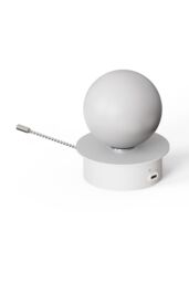 CGC Lighting 'Macie' White & White Opal Globe LED Rechargeable Magnetic USB Reading Bedside Wall Light Pull Cord Switch - thumbnail 2