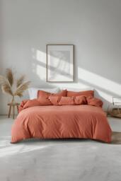 The Linen Consultancy Lazy Linens Relaxxx Duvet Cover Set in Burnt Orange - Size: Double - thumbnail 1