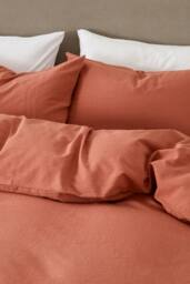 The Linen Consultancy Lazy Linens Relaxxx Duvet Cover Set in Burnt Orange - Size: Double - thumbnail 2