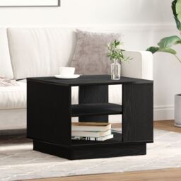 Berkfield Home Black Oak Coffee Table 55x55x42 cm Made of Engineered Wood - Size: 55 x 55 x 42 cm - thumbnail 4