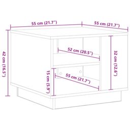 Berkfield Home Black Oak Coffee Table 55x55x42 cm Made of Engineered Wood - Size: 55 x 55 x 42 cm - thumbnail 9