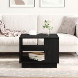 Berkfield Home Black Oak Coffee Table 55x55x42 cm Made of Engineered Wood - Size: 55 x 55 x 42 cm - thumbnail 1