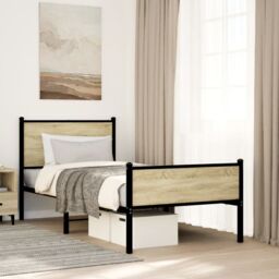 Berkfield Home Metal Bed Frame without Mattress Sonoma Oak 80x200 cm in Brown - thumbnail 1