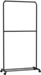 SONGMICS Rolling Clothes Rack with Middle Rod & Storage Shelf in Black - thumbnail 7