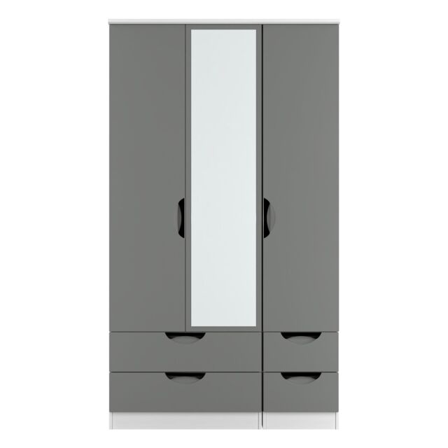 Ready Assembled 2 U Holborn Tall Triple 2 Drawer Mirror + Drawer Wardrobe (Ready Assembled) in Dark Grey - image 1