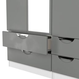 Ready Assembled 2 U Holborn Tall Triple 2 Drawer Mirror + Drawer Wardrobe (Ready Assembled) in Dark Grey - thumbnail 8