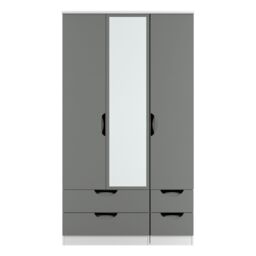Ready Assembled 2 U Holborn Tall Triple 2 Drawer Mirror + Drawer Wardrobe (Ready Assembled) in Dark Grey - thumbnail 1