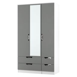 Ready Assembled 2 U Holborn Tall Triple 2 Drawer Mirror + Drawer Wardrobe (Ready Assembled) in Dark Grey - thumbnail 3