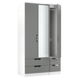 Ready Assembled 2 U Holborn Tall Triple 2 Drawer Mirror + Drawer Wardrobe (Ready Assembled) in Dark Grey - thumbnail 6