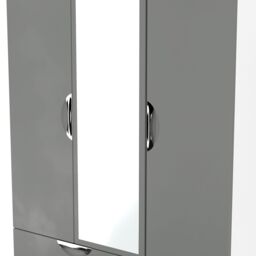 Ready Assembled 2 U Holborn Tall Triple 2 Drawer Mirror + Drawer Wardrobe (Ready Assembled) in Dark Grey - thumbnail 4