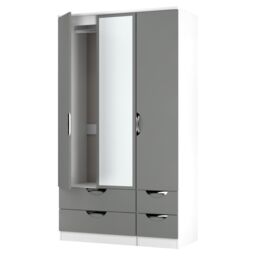 Ready Assembled 2 U Holborn Tall Triple 2 Drawer Mirror + Drawer Wardrobe (Ready Assembled) in Dark Grey - thumbnail 5