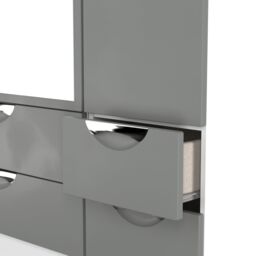 Ready Assembled 2 U Holborn Tall Triple 2 Drawer Mirror + Drawer Wardrobe (Ready Assembled) in Dark Grey - thumbnail 7