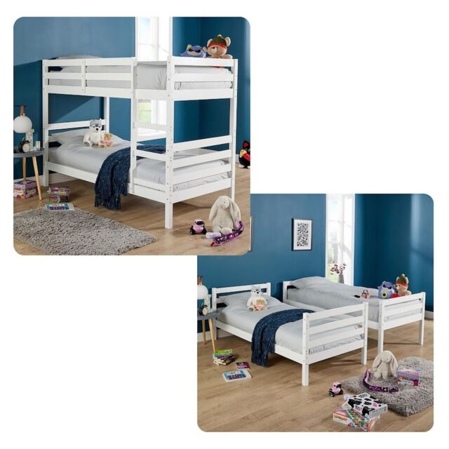 Home Source Hendon Single Painted Bunk Bed Convertible To Two Single Beds in White - image 1