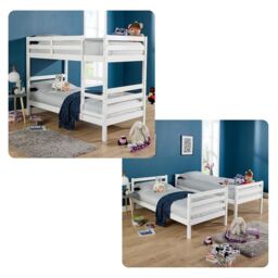 Home Source Hendon Single Painted Bunk Bed Convertible To Two Single Beds in White