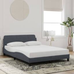 Berkfield Home Elegant Bed Frame without Mattress Dark Grey 135x190 cm Double Velvet - thumbnail 2