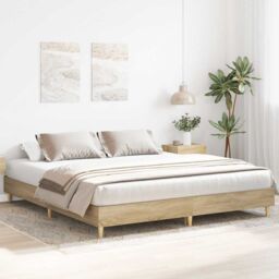 Berkfield Home Bed Frame without Mattress Sonoma Oak 180x200cm Engineered Wood in Brown - Size: Super King - thumbnail 3