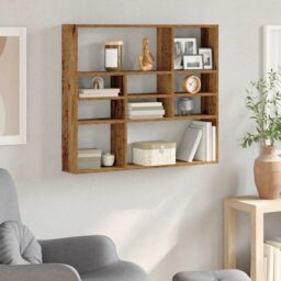 Berkfield Home Wall Shelf Old Wood 90x16x78 cm Engineered Wood in Brown - Size: 90 x 16 x 78 cm - thumbnail 3