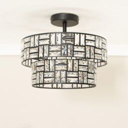 ValueLights Elise Acrylic Jewel Two Tier Ceiling Pendant Light with LED Bulb in Black - thumbnail 4