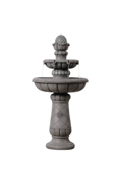 Teamson Home Two-Tier Tradtional Birdbath Outdoor Garden Fountain, Light Grey - image 1