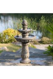 Teamson Home Two-Tier Tradtional Birdbath Outdoor Garden Fountain, Light Grey - thumbnail 2