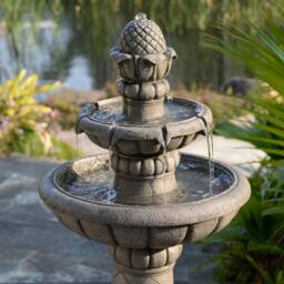 Teamson Home Two-Tier Tradtional Birdbath Outdoor Garden Fountain, Light Grey - thumbnail 3