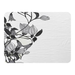 Benjamin Tate Design Black & White Flower Illustration Blanket in Natural - Size: 120 cm x 150 cm - thumbnail 1