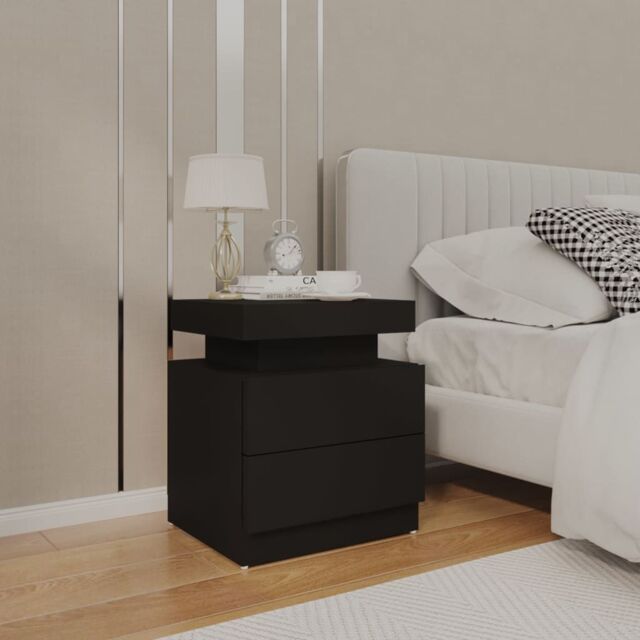 Berkfield Home Bedside Cabinet Black 45x35x52 cm Engineered Wood - Size: 45 x 35 x 52 cm - image 1