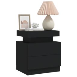 Berkfield Home Bedside Cabinet Black 45x35x52 cm Engineered Wood - Size: 45 x 35 x 52 cm - thumbnail 3