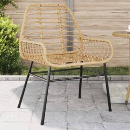 Berkfield Home Garden Chairs 2 pcs Brown Poly Rattan in Light Tan - thumbnail 2