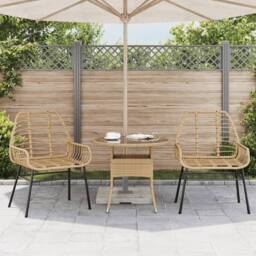 Berkfield Home Garden Chairs 2 pcs Brown Poly Rattan in Light Tan - thumbnail 3