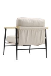 Living and Home Linen Armchair with Thick Cushion in White - thumbnail 3