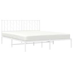 Berkfield Home Metal Bed Frame without Mattress with Headboard White 160x200cm - Size: 160x200 cm - thumbnail 1