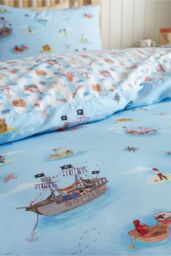 Belle & Boo 'Pirates' Reversible Cotton Duvet Cover Set in Blue - Size: Single - thumbnail 4