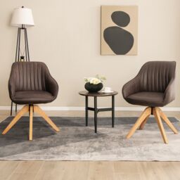 Costway Set of 2 Swivel Accent Chair Ergonomic Armchairs Writing Desk Chairs in Brown - thumbnail 4