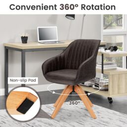 Costway Set of 2 Swivel Accent Chair Ergonomic Armchairs Writing Desk Chairs in Brown - thumbnail 6