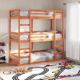 Berkfield Home Triple Bunk Bed without Mattress Wax Brown 90x190 cm Single Solid Wood Pine