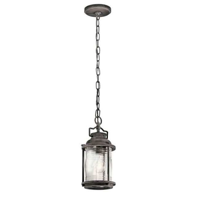 Loops Outdoor IP44 1 Bulb Chain Lantern Weathered Zinc LED E27 60W d01614 - image 1