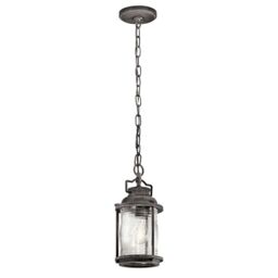 Loops Outdoor IP44 1 Bulb Chain Lantern Weathered Zinc LED E27 60W d01614 - thumbnail 1