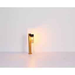 Netlighting Etsi Outdoor Pedestal Light Wood Look IP44 Smoke Glass Shade 1x E27 in Brown - thumbnail 6