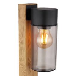 Netlighting Etsi Outdoor Pedestal Light Wood Look IP44 Smoke Glass Shade 1x E27 in Brown - thumbnail 4