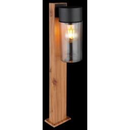 Netlighting Etsi Outdoor Pedestal Light Wood Look IP44 Smoke Glass Shade 1x E27 in Brown - thumbnail 5