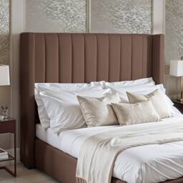 UK Bed Furniture Barcelona Gas Lift Storage Upholstered Bed with 48 Inch Headboard in Brown - Size: Single - thumbnail 2