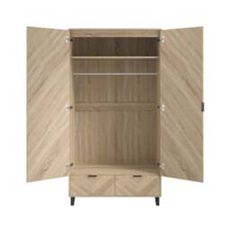 Wyld Haus Chevron 2 Door Wardrobe with 2 Drawers Natural Oak Accent - thumbnail 5